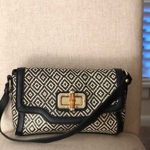 Black White Woven Mini Crossbody Bag Purse